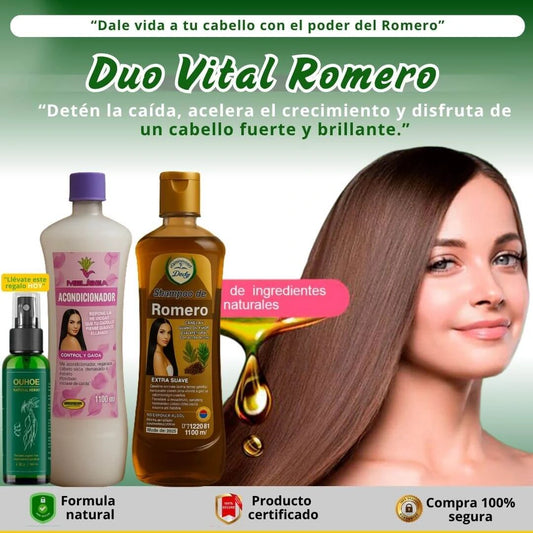 SAMPOO y ACONDICIONADOR DE ROMERO + + Spray Capilar GRATIS